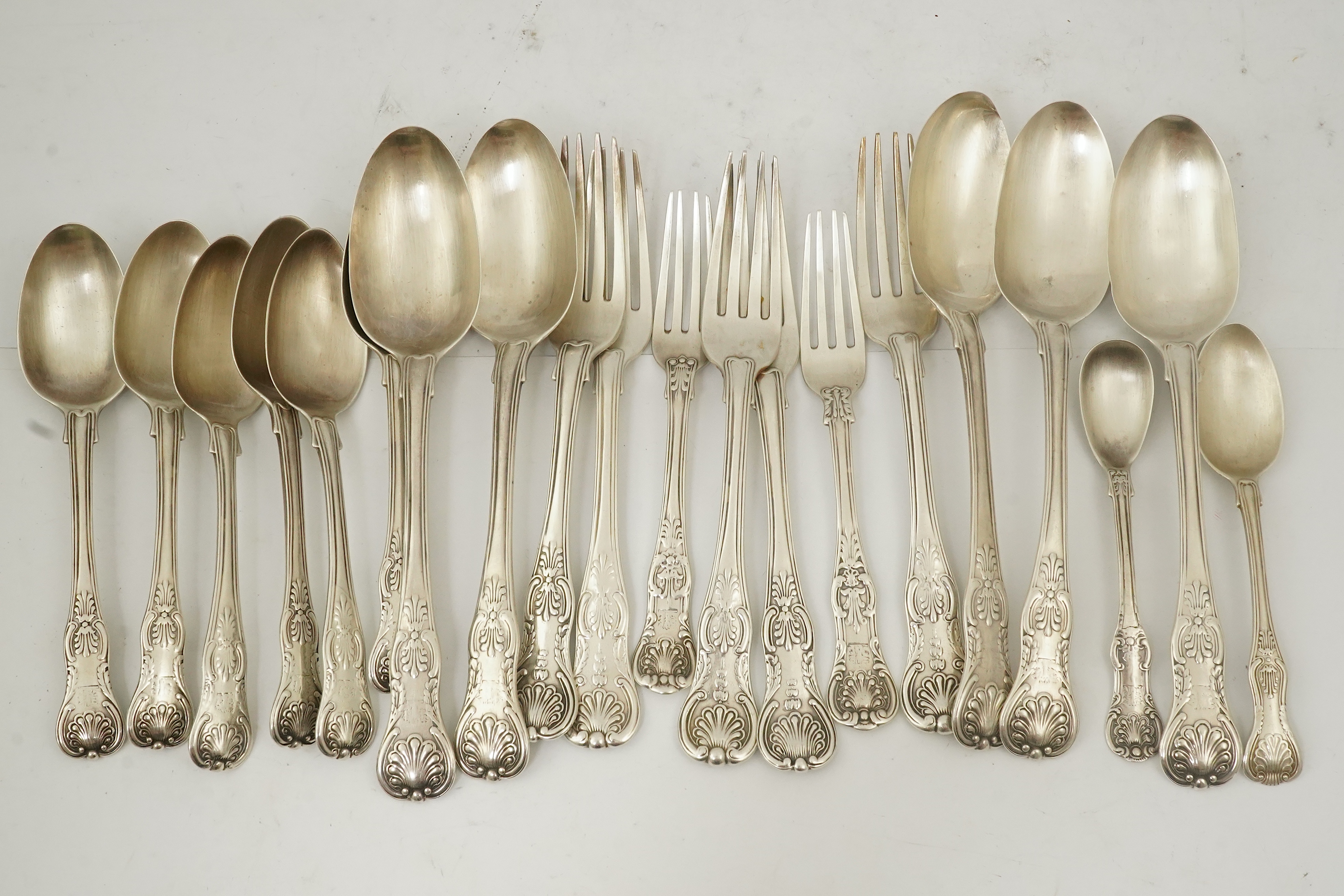 Twenty items of 19th century silver flatware, various patterns, dates and makers